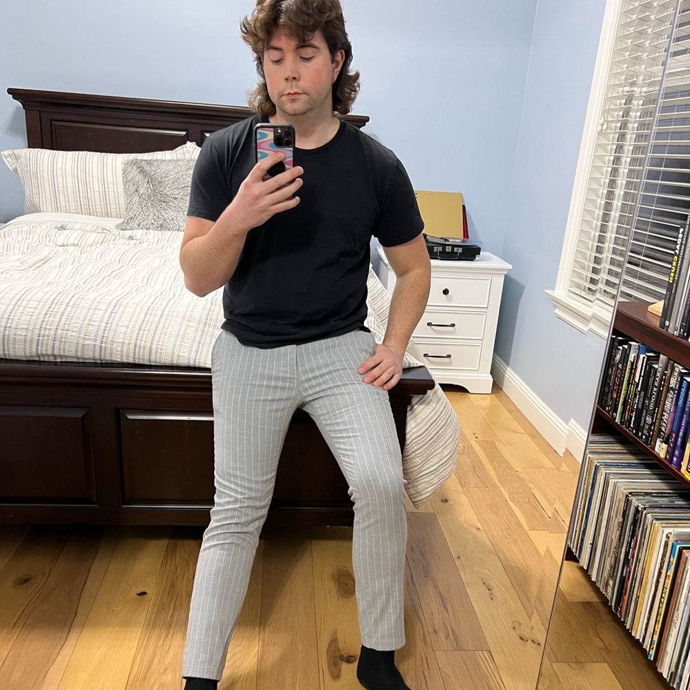 Topman Men’s Size 32x32 Stretch Skinny Stripe Grey Pants